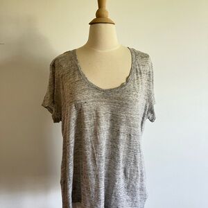 GAP Heather Gray Women's Short Sleeve 100% linen Tee size Medium